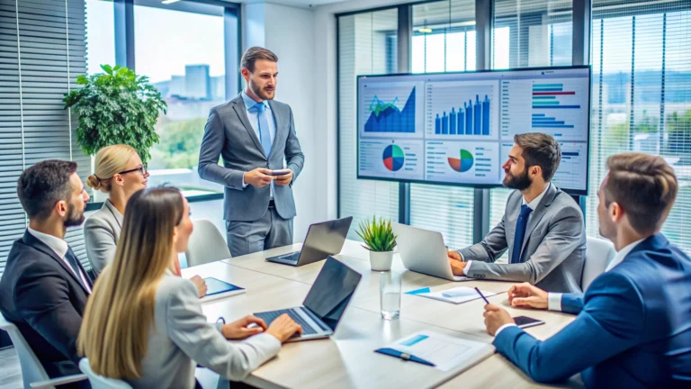 Corporate HR support services team collaborating on workforce management and HR strategy planning