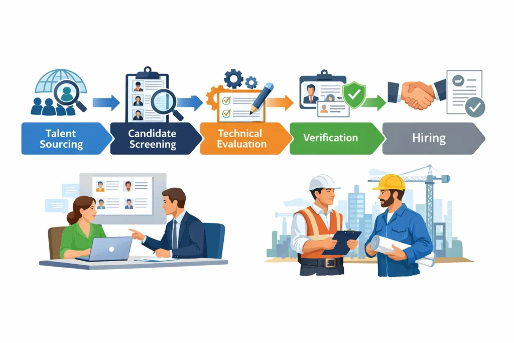 Civil construction recruiter services including talent sourcing, candidate screening, and recruitment support by EliteHire